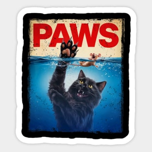 Paws Parody Black Cat Chasing a Cute Scared Mouse Top Kitten Sticker